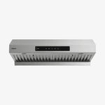 Robam U3 stainless steel kitchen range hood with a black control panel on the front, shown against a plain light gray background.
