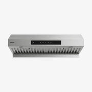 Robam U3 stainless steel kitchen range hood with a black control panel on the front, shown against a plain light gray background.