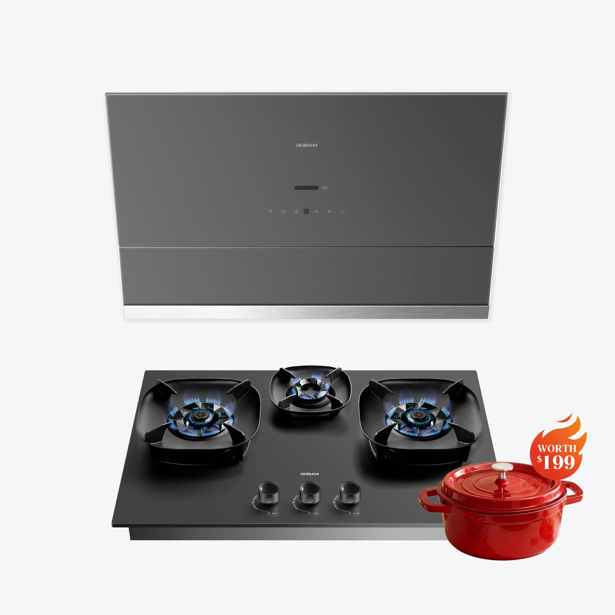 ROBAM 30-Inch R-MAX3 Range Hood + FireCube Cooktop Bundle