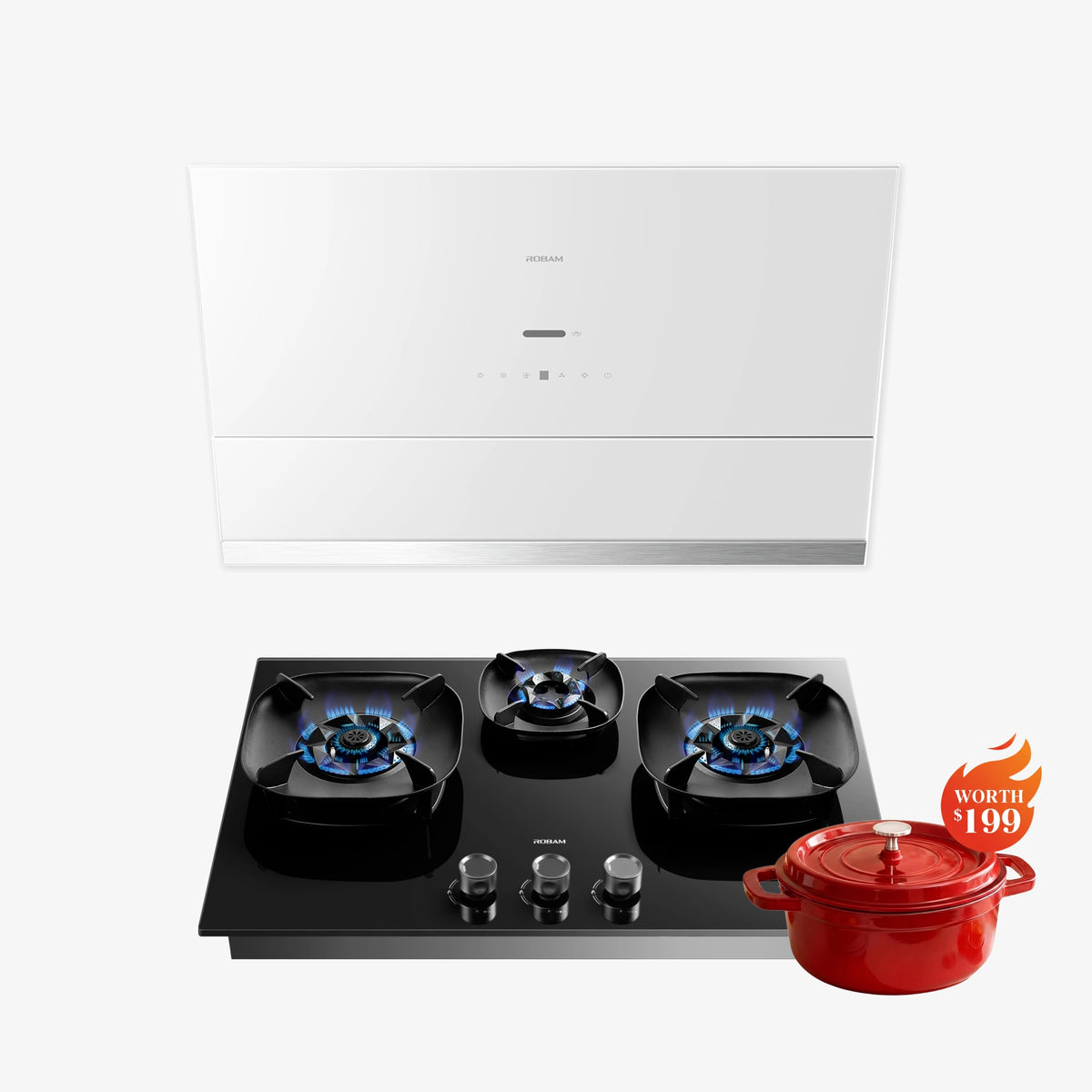 ROBAM 30-Inch R-MAX3 Range Hood + FireCube Cooktop Bundle