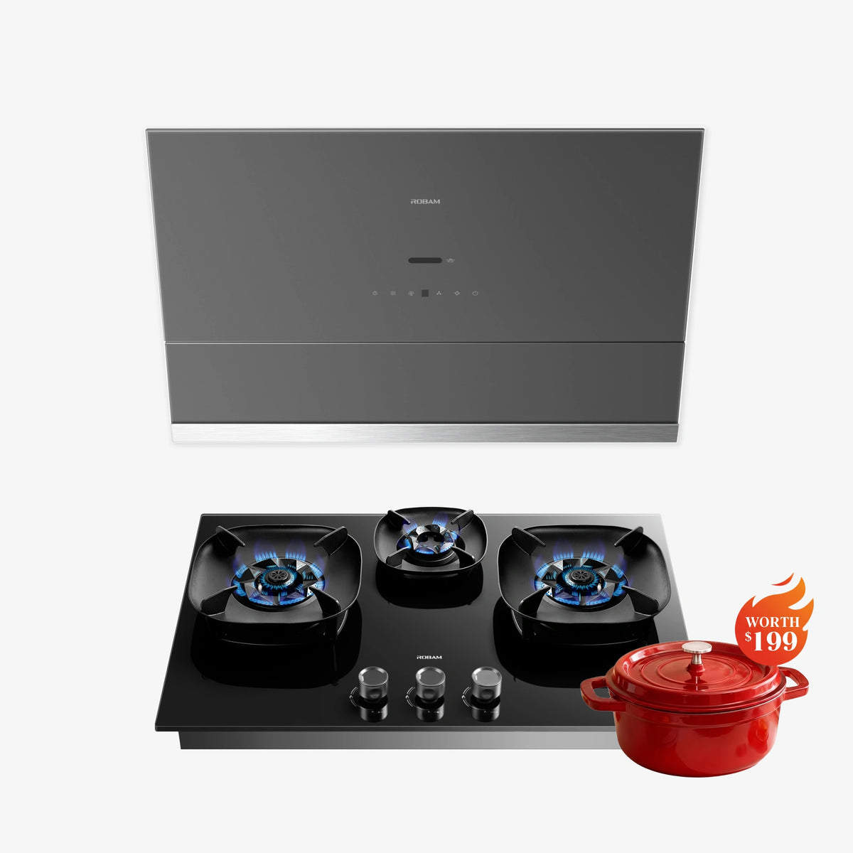 ROBAM 30-Inch R-MAX3 Range Hood + FireCube Cooktop Bundle