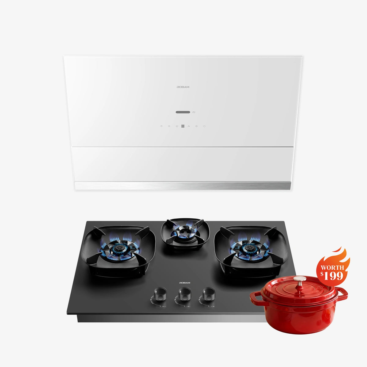 ROBAM 30-Inch R-MAX3 Range Hood + FireCube Cooktop Bundle