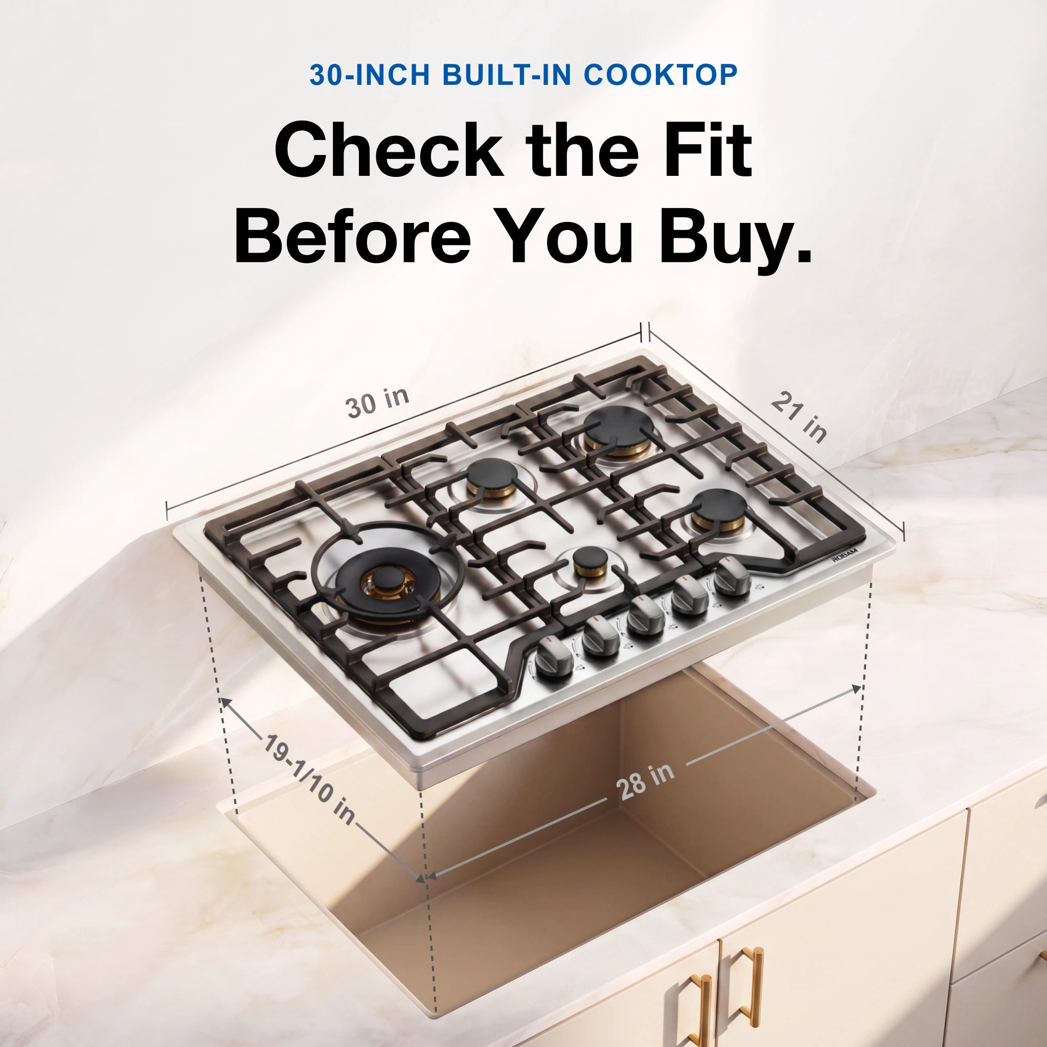 ROBAM G513 30 inch gas stove top stainless steel dimensions