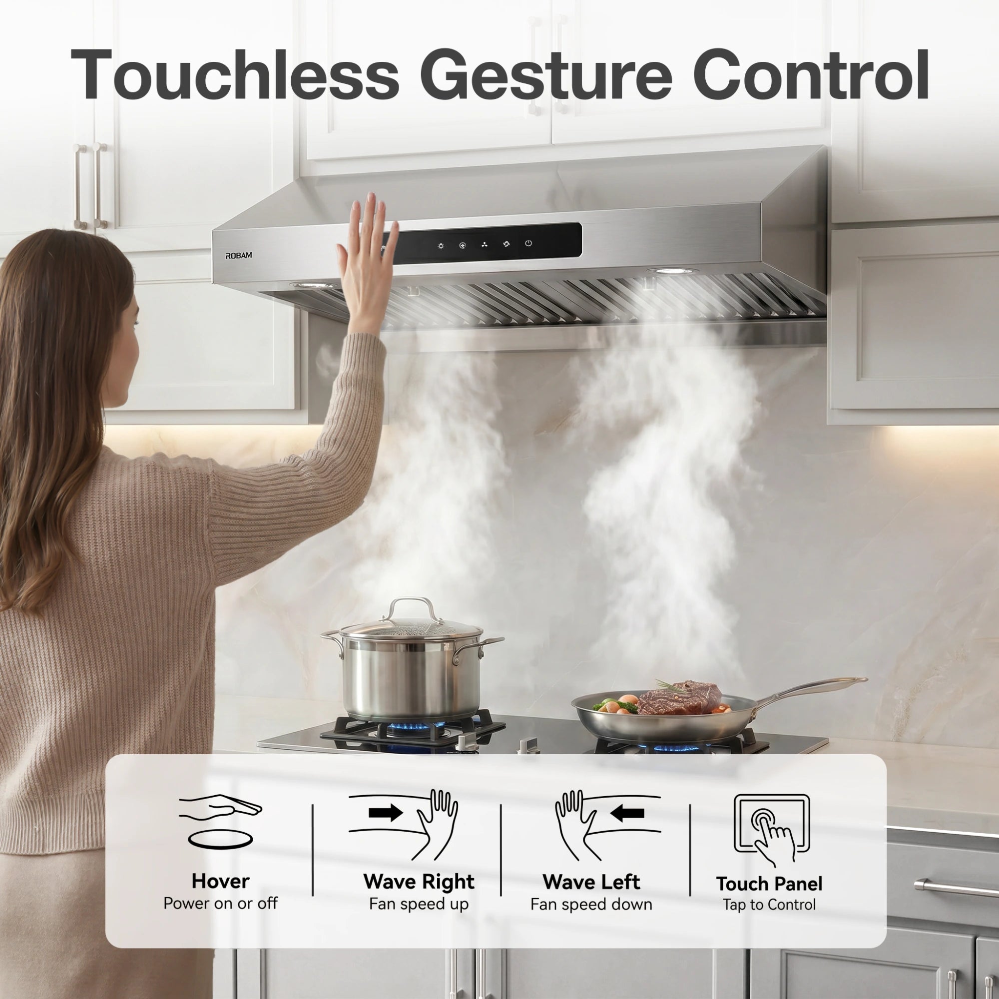 30"  Convertible Under-Cabinet Range Hood — 1000 CFM, Gesture Control | ROBAM U3
