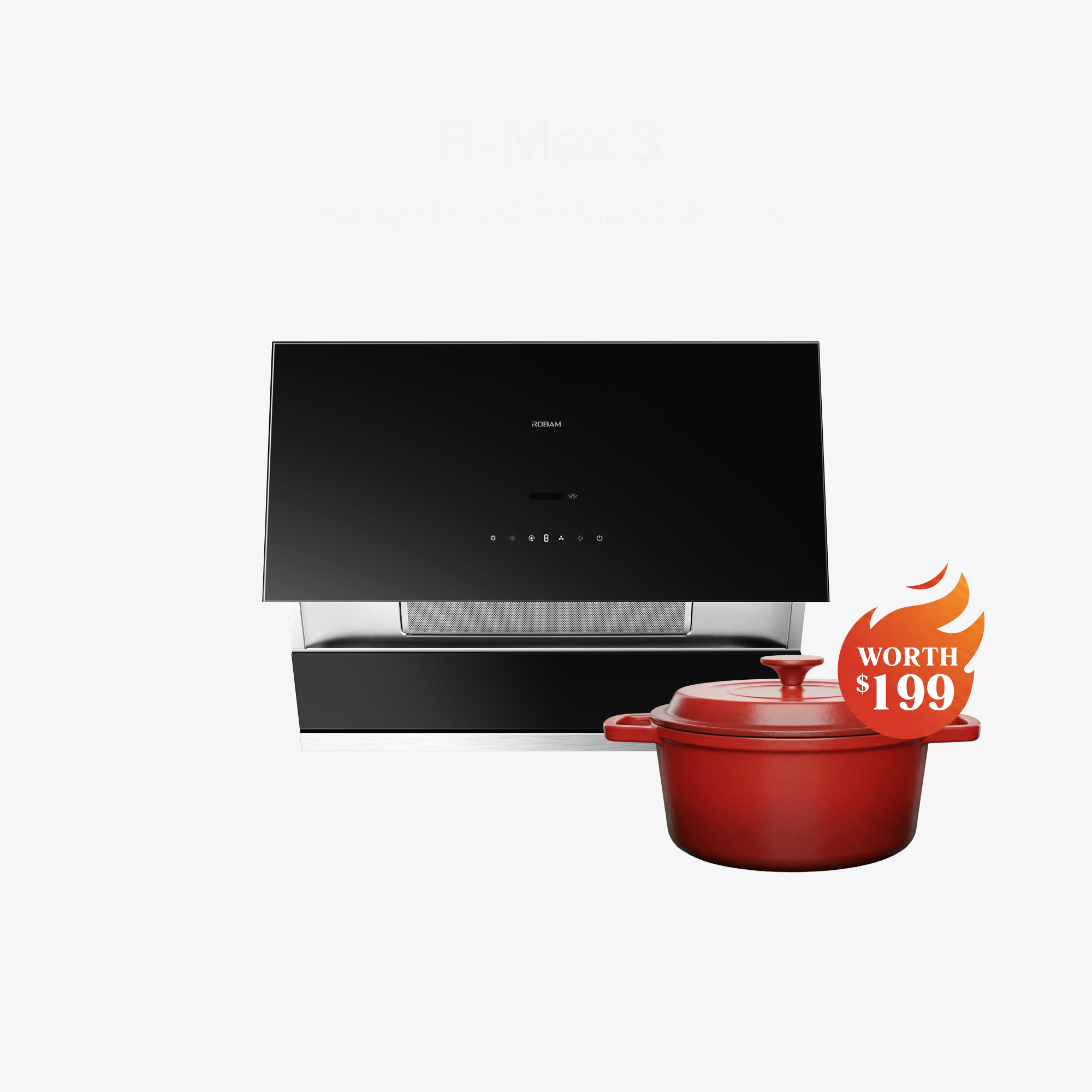 ROBAM R-Max3：1200/1400 CFM 智能自动同步抽油烟机