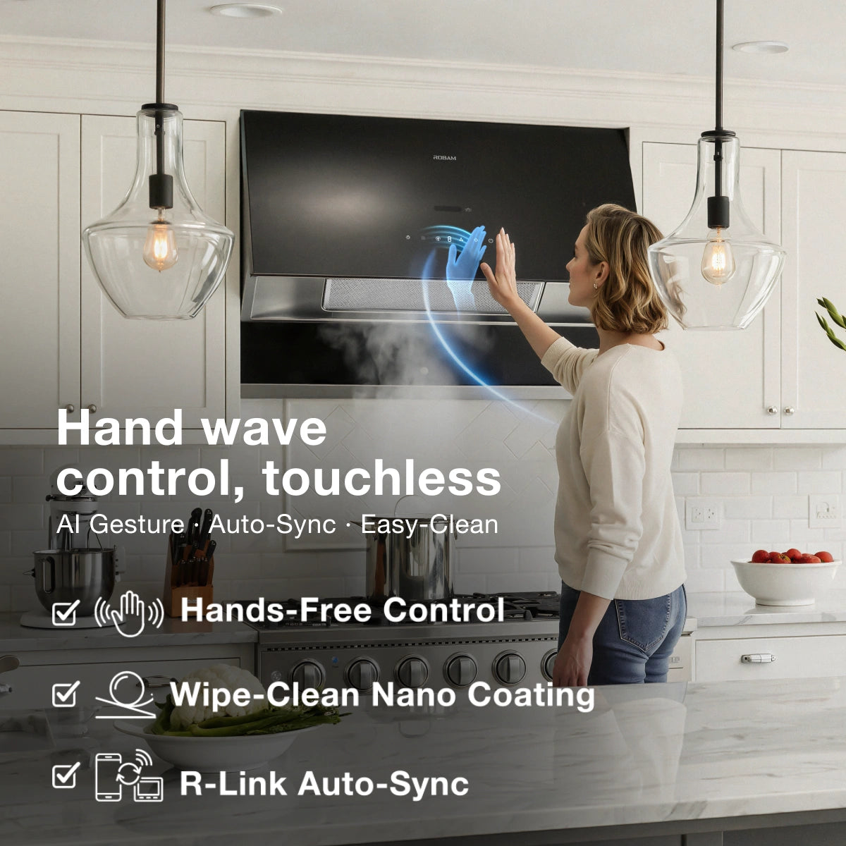 ROBAM R-Max3: 1200/1400 CFM Smart Auto-Sync Range Hood