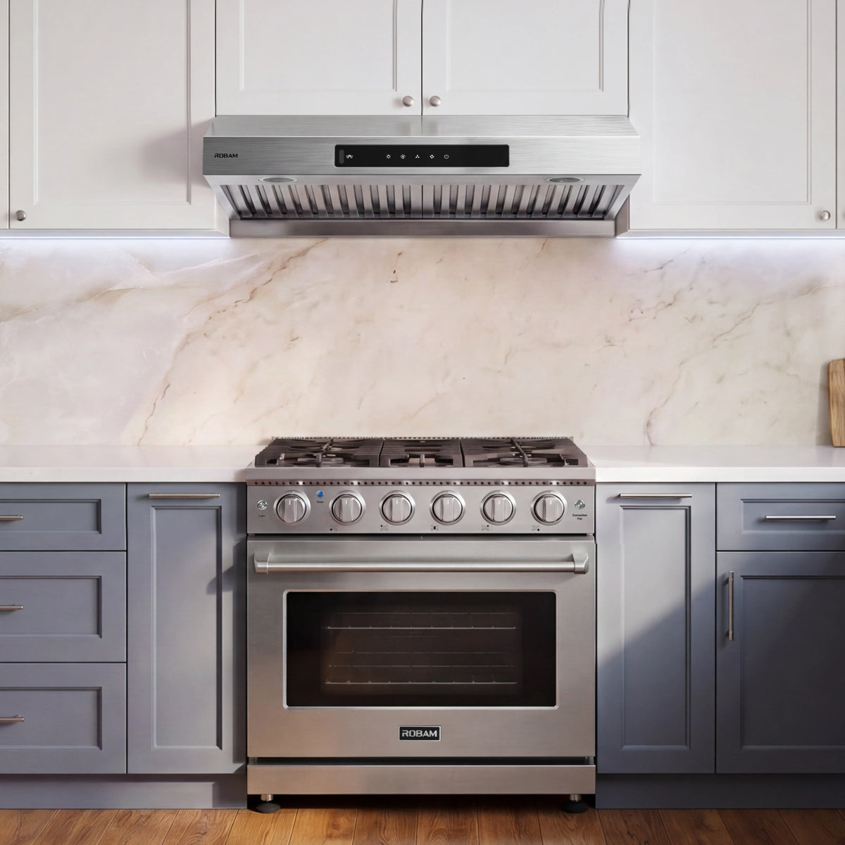 30-Inch Stainless Steel Range Hood + Gas Range Bundle – U3 + 7GG11