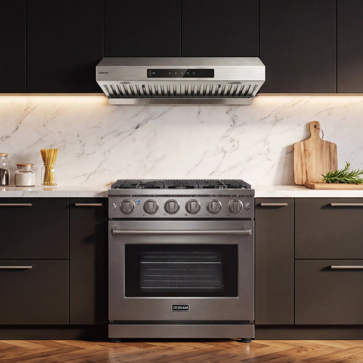 30-Inch Stainless Steel Range Hood + Gas Range Bundle – U3 + 7GG11