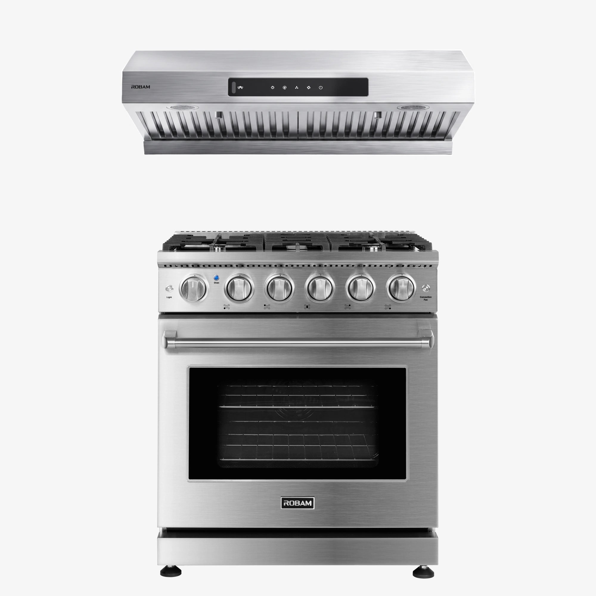30-Inch Stainless Steel Range Hood + Gas Range Bundle – U3 + 7GG11